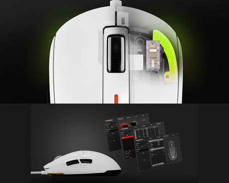 GENESIS KRYPTON 660 žična miška, gaming / pisarniška, 12.000DPI, ultra lahka teža, 6 gumbov, RGB LED osvetlitev, spomin, programska oprema, Plug & Play, 180cm kabel, bela (Howlite White)