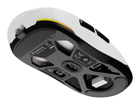 GENESIS ZIRCON 660 brezžična miška, gaming / pisarniška, 12.000DPI, USB 2.4GHz / Bluetooth / USB Type-C, 6 gumbov, polnilna baterija, spomin, programska oprema, Plug & Play, bela (Howlite White)