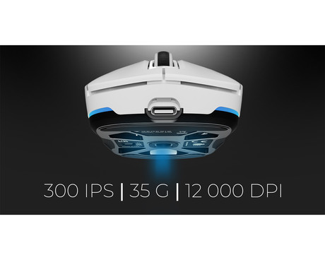 GENESIS ZIRCON 660 brezžična miška, gaming / pisarniška, 12.000DPI, USB 2.4GHz / Bluetooth / USB Type-C, 6 gumbov, polnilna baterija, spomin, programska oprema, Plug & Play, bela (Howlite White)