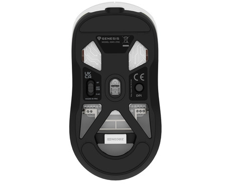 GENESIS ZIRCON 660 brezžična miška, gaming / pisarniška, 12.000DPI, USB 2.4GHz / Bluetooth / USB Type-C, 6 gumbov, polnilna baterija, spomin, programska oprema, Plug & Play, bela (Howlite White)