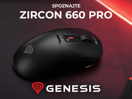 GENESIS ZIRCON 660 PRO brezžična miška, gaming / pisarniška, 26.000DPI, USB 2.4GHz / Bluetooth / USB Type-C, 6 gumbov, polnilna baterija, spomin, programska oprema, Plug & Play, črna (Onyx Black)