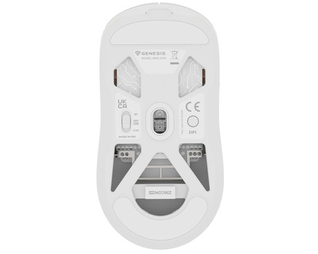 GENESIS ZIRCON 660 PRO brezžična miška, gaming / pisarniška, 26.000DPI, USB 2.4GHz / Bluetooth / USB Type-C, 6 gumbov, polnilna baterija, spomin, programska oprema, Plug & Play, bela (Howlite White)