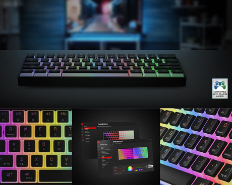 GENESIS THOR 660 G2 gaming mehanska tipkovnica, žična / brezžična, USB 2.4GHz / BT 5.0 / USB-C, baterija, RGB LED, RapidSpeed, Gateron Brown stikala, spomin, programska oprema, Plug & Play, črna