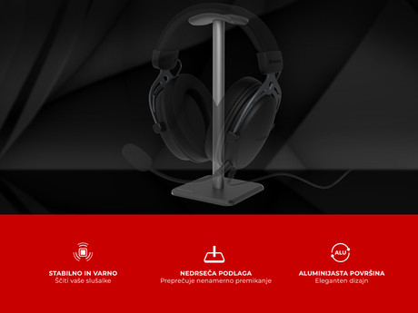 GENESIS THULIUM 100 stojalo za slušalke, protizdrsna podlaga, kovina, 245x100x100mm, sivo (Gun Metal)