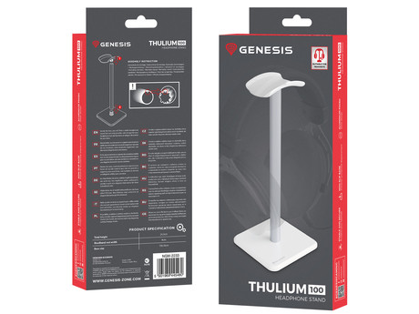 GENESIS THULIUM 100 stojalo za slušalke, protizdrsna podlaga, kovina, 245x100x100mm, belo (Howlite White)