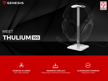 GENESIS THULIUM 100 stojalo za slušalke, protizdrsna podlaga, kovina, 245x100x100mm, belo (Howlite White)