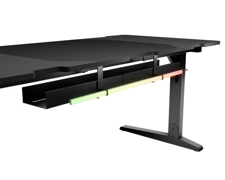 GENESIS HOLM MODULAR 160 pisarniška / gaming miza, modularna, robustna konstrukcija, nastavljiva višina, RGB LED osvetlitev, napeljava kablov, 2x držalo, 160x75cm, črna