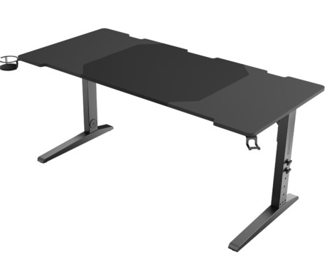 GENESIS HOLM MODULAR 160 pisarniška / gaming miza, modularna, robustna konstrukcija, nastavljiva višina, RGB LED osvetlitev, napeljava kablov, 2x držalo, 160x75cm, črna