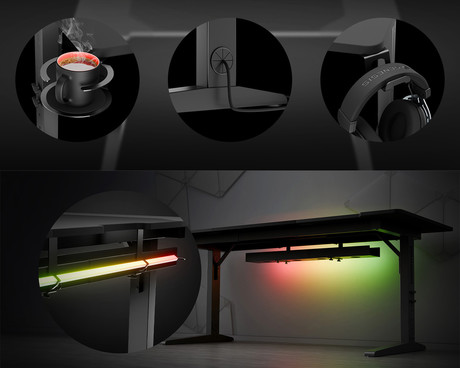 GENESIS HOLM MODULAR 180 pisarniška / gaming miza, modularna, robustna konstrukcija, nastavljiva višina, RGB LED osvetlitev, napeljava kablov, 2x držalo, 180x75cm, črna GENESIS HOLM MODULAR 180 pisarniška / gaming miza, modularna, robustna konstrukcija, nastavljiva višina, RGB LED osvetlitev, napeljava kablov, 2x držalo, 180x75cm, črna