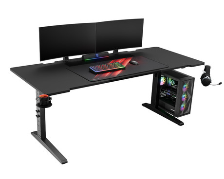 GENESIS HOLM MODULAR 180 pisarniška / gaming miza, modularna, robustna konstrukcija, nastavljiva višina, RGB LED osvetlitev, napeljava kablov, 2x držalo, 180x75cm, črna GENESIS HOLM MODULAR 180 pisarniška / gaming miza, modularna, robustna konstrukcija, nastavljiva višina, RGB LED osvetlitev, napeljava kablov, 2x držalo, 180x75cm, črna
