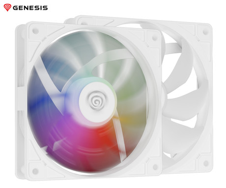 GENESIS OXAL 120 ARGB ventilator za računalnik / ohišje, univerzalni, 120mm velikost, do 1450 RPM, ultra tiho delovanje, blazinice proti vibracijam, ARGB LED osvetlitev, 3-PIN konektor, bel