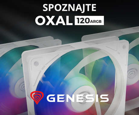 GENESIS OXAL 120 ARGB 3-PACK ventilatorji za računalnik / ohišje, univerzalni, 120mm velikost, do 1450 RPM, ultra tiho delovanje, blazinice proti vibracijam, ARGB LED osvetlitev, 3-PIN konektor, bel