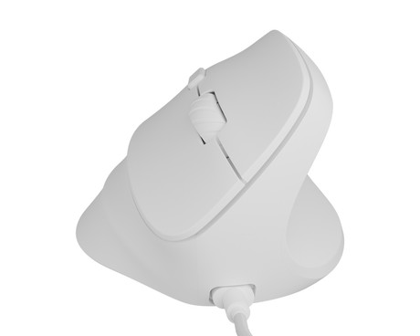 Natec CRAKE 2 PRO vertikalna žična miška, ergonomska, 12800DPI, 6 gumbov, tiha stikala, RGB LED osvetlitev, programska oprema, pomnilnik, 150cm pleteni kabel, za desničarje, bela