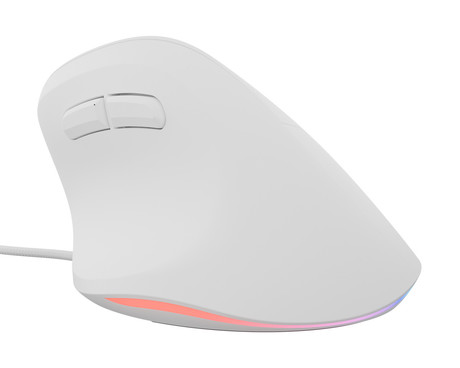 Natec CRAKE 2 PRO vertikalna žična miška, ergonomska, 12800DPI, 6 gumbov, tiha stikala, RGB LED osvetlitev, programska oprema, pomnilnik, 150cm pleteni kabel, za desničarje, bela