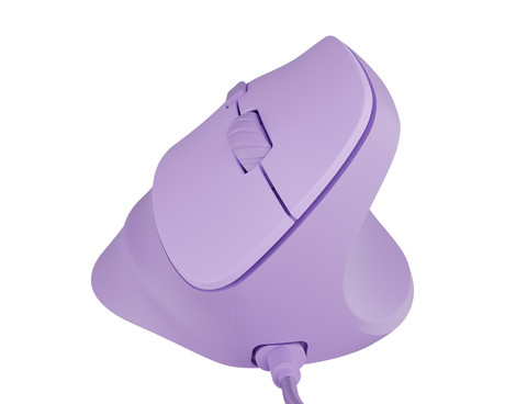 Natec CRAKE 2 PRO vertikalna žična miška, ergonomska, 12800DPI, 6 gumbov, tiha stikala, RGB LED osvetlitev, programska oprema, pomnilnik, 150cm pleteni kabel, za desničarje, vijolična