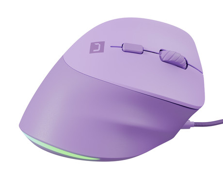 Natec CRAKE 2 PRO vertikalna žična miška, ergonomska, 12800DPI, 6 gumbov, tiha stikala, RGB LED osvetlitev, programska oprema, pomnilnik, 150cm pleteni kabel, za desničarje, vijolična