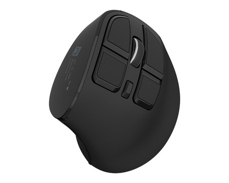 Natec EUPHONIE PRO vertikalna brezžična miška, ergonomska, Bluetooth / USB 2.4GHz, 4000DPI, 9 gumbov, tiha stikala, polnilna baterija, senzor Blue Sense, OLED zaslon, pomnilnik, USB Type-C, črna