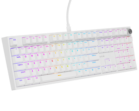 GENESIS THOR 404 gaming mehanska tipkovnica, žična, RGB LED osvetlitev, Hot-Swap tehnologija, Anti-Ghosting, Outemu Peach Silent V3 stikala, spomin, programska oprema, Plug & Play, F1-F12, bela