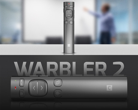 Natec WARBLER 2 brezžični laserski kazalnik, 8 gumbov, polnilna baterija, 2.4GHz sprejemnik / Bluetooth povezovanje, doseg do 10m, USB Type-C, siv