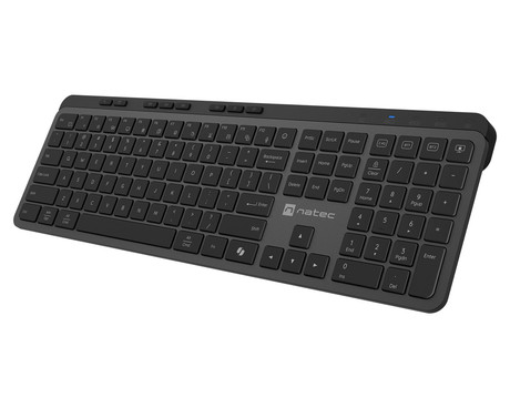 Natec MEDUSA brezžična tipkovnica, profesionalna, Bluetooth / USB 2.4GHz, X-SCISSORS tiha stikala, polnilna baterija, 21 multimedijskih tipk, Windows / Android / Linux / MacOS, USB Type-C, črna