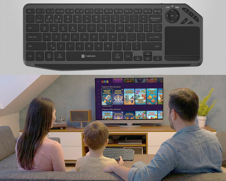 Natec TURBOT 2 brezžična tipkovnica, profesionalna, Bluetooth / USB 2.4GHz, X-SCISSORS tiha stikala, polnilna baterija, 22 multimedijskih tipk, Windows / Android / iOS / Linux / MAC, USB Type-C, črna