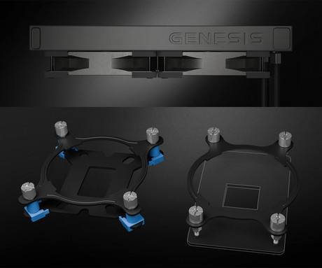 GENESIS HYDRIA 240 vodno hlajenje, All-In-One, 240mm, aktivno, univerzalna kompatibilnost, 3-fazna črpalka, 2x 120mm PWM ventilator, FDB ležaji, LED osvetlitev, +dodatki za namestitev