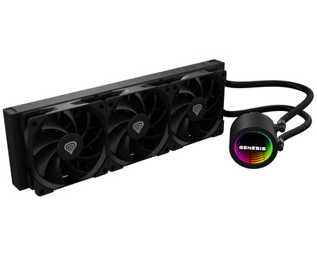 GENESIS HYDRIA 360 ARGB vodno hlajenje, All-In-One, 360mm, aktivno, univerzalna kompatibilnost, 3-fazna črpalka, 3x 120mm PWM ventilator, FDB ležaji, ARGB LED osvetlitev, +dodatki za namestitev