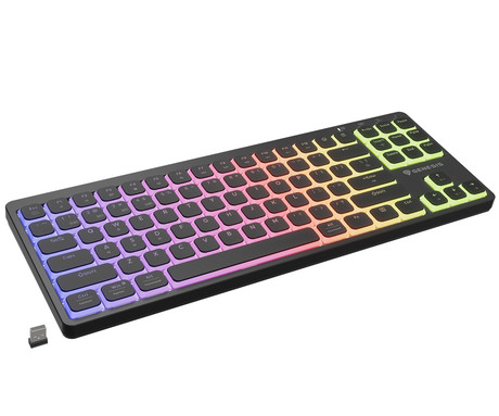 GENESIS THOR 430 TKL gaming mehanska tipkovnica, brezžična / žična, USB 2.4GHz / BT / USB-C, baterija, RGB LED, Hot-Swap, Anti-Ghosting, Outemu Pink, spomin, programska oprema, Plug&Play, F1-F12, črna