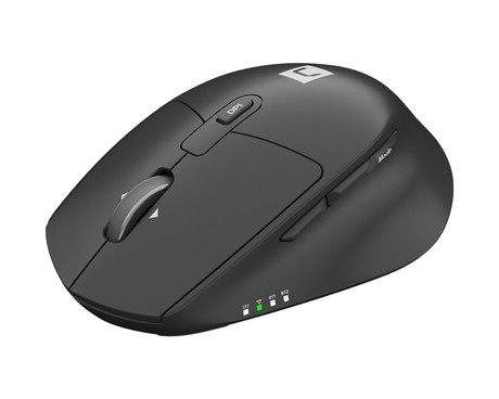 Natec KITE brezžična miška, ergonomska, Bluetooth / USB 2.4GHz, 4000DPI, 9 gumbov, 1x AA baterija, BlueSense optični senzor, teflonski drsniki, Plug & Play, črna