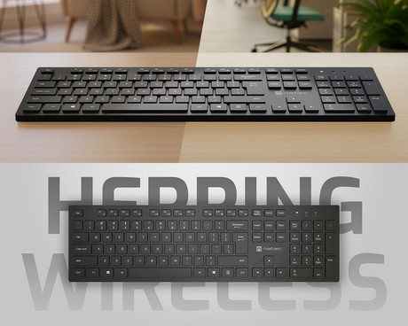 Natec HERRING WIRELESS brezžična tipkovnica, membranska, profesionalna, USB 2.4GHz, CHICLET tiha stikala, nizek profil, 2x AAA baterija, 12 multimedijskih tipk, Windows / Android / Linux, črna