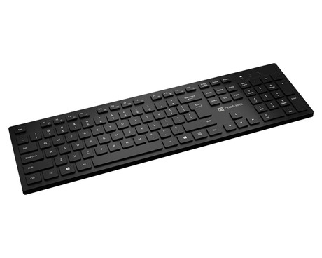 Natec HERRING WIRELESS brezžična tipkovnica, membranska, profesionalna, USB 2.4GHz, CHICLET tiha stikala, nizek profil, 2x AAA baterija, 12 multimedijskih tipk, Windows / Android / Linux, črna