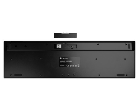 Natec HERRING WIRELESS brezžična tipkovnica, membranska, profesionalna, USB 2.4GHz, CHICLET tiha stikala, nizek profil, 2x AAA baterija, 12 multimedijskih tipk, Windows / Android / Linux, črna
