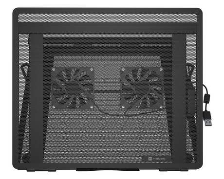 Natec TERN 2 PLUS hladilno stojalo za prenosnike, do 17.3", 8 stopenj naklona, 2x 80mm ventilator, nastavljiva hitrost, magnetna pritrditev ventilatorjev, organizacija kablov, kovina, črno