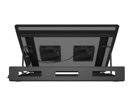 Natec TERN 2 PLUS hladilno stojalo za prenosnike, do 17.3", 8 stopenj naklona, 2x 80mm ventilator, nastavljiva hitrost, magnetna pritrditev ventilatorjev, organizacija kablov, kovina, črno