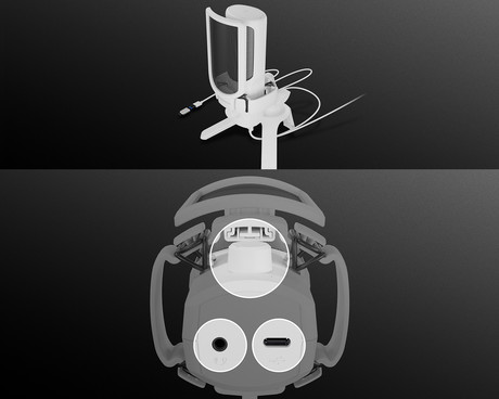 GENESIS RADIUM 250 profesionalni mikrofon, namizni / studijski, 192kHz, POP filter, gumb MUTE / GAIN, jack 3.5mm, USB Type-C, PC, RGB LED osvetlitev, bel