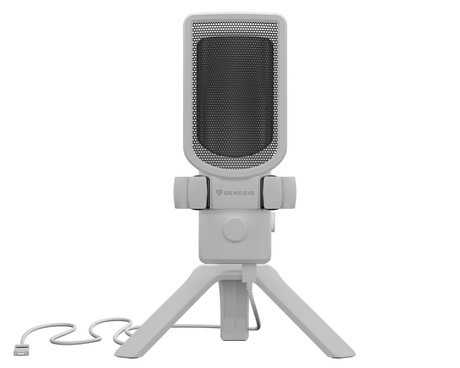 GENESIS RADIUM 250 profesionalni mikrofon, namizni / studijski, 192kHz, POP filter, gumb MUTE / GAIN, jack 3.5mm, USB Type-C, PC, RGB LED osvetlitev, bel