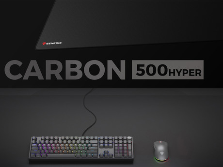 GENESIS CARBON 500 HYPER LOGO podloga za miško, gaming / pisarniška, 1200x600mm, vodoodporna, gladka površina, zaščiteni prešiti robovi, protizdrsna, črna
