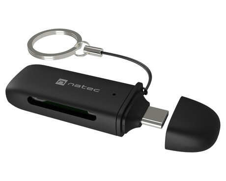 Natec SCARAB C čitalnik spominskih kartic, konektor USB Type-C, max 2TB, 5 GB/s, branje kartic microSD / SDHC / T-Flash, Plug&Play, črn