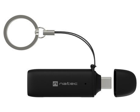 Natec SCARAB C čitalnik spominskih kartic, konektor USB Type-C, max 2TB, 5 GB/s, branje kartic microSD / SDHC / T-Flash, Plug&Play, črn