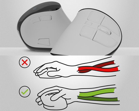 Natec EUPHONIE PRO vertikalna brezžična miška, ergonomska, Bluetooth / USB 2.4GHz, 4000DPI, 9 gumbov, tiha stikala, polnilna baterija, senzor Blue Sense, OLED zaslon, pomnilnik, USB Type-C, bela