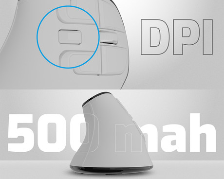 Natec EUPHONIE PRO vertikalna brezžična miška, ergonomska, Bluetooth / USB 2.4GHz, 4000DPI, 9 gumbov, tiha stikala, polnilna baterija, senzor Blue Sense, OLED zaslon, pomnilnik, USB Type-C, bela