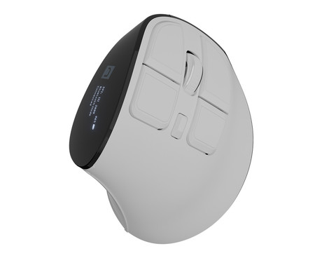 Natec EUPHONIE PRO vertikalna brezžična miška, ergonomska, Bluetooth / USB 2.4GHz, 4000DPI, 9 gumbov, tiha stikala, polnilna baterija, senzor Blue Sense, OLED zaslon, pomnilnik, USB Type-C, bela