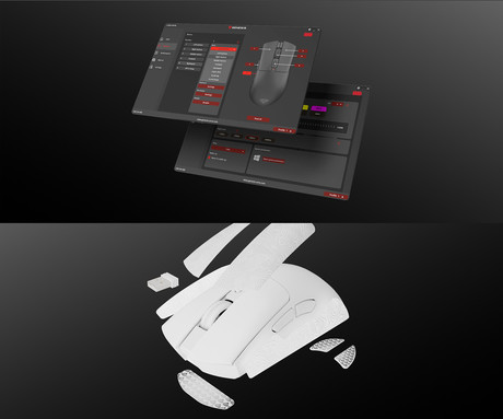 GENESIS ZIRCON 880 brezžična miška, gaming / pisarniška, 12.000DPI, USB 2.4GHz / Bluetooth / USB Type-C, 6 gumbov, Kailh Optical stikala, baterija, spomin, programska oprema, stekleni drsniki, bela