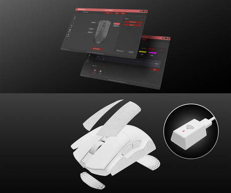 GENESIS ZIRCON 880 PRO brezžična gaming miška, 8K, 30.000DPI, USB 2.4GHz / Bluetooth / USB Type-C, 6 gumbov, Kailh Optical stikala, polnilna baterija, spomin, programska oprema, stekleni drsniki, bela