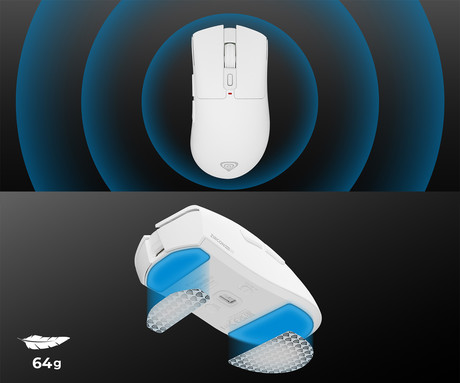 GENESIS ZIRCON 880 PRO brezžična gaming miška, 8K, 30.000DPI, USB 2.4GHz / Bluetooth / USB Type-C, 6 gumbov, Kailh Optical stikala, polnilna baterija, spomin, programska oprema, stekleni drsniki, bela