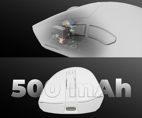 GENESIS ZIRCON 880 PRO brezžična gaming miška, 8K, 30.000DPI, USB 2.4GHz / Bluetooth / USB Type-C, 6 gumbov, Kailh Optical stikala, polnilna baterija, spomin, programska oprema, stekleni drsniki, bela