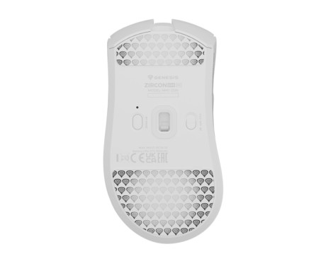 GENESIS ZIRCON 880 PRO brezžična gaming miška, 8K, 30.000DPI, USB 2.4GHz / Bluetooth / USB Type-C, 6 gumbov, Kailh Optical stikala, polnilna baterija, spomin, programska oprema, stekleni drsniki, bela