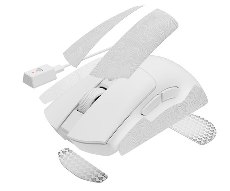 GENESIS ZIRCON 880 PRO brezžična gaming miška, 8K, 30.000DPI, USB 2.4GHz / Bluetooth / USB Type-C, 6 gumbov, Kailh Optical stikala, polnilna baterija, spomin, programska oprema, stekleni drsniki, bela