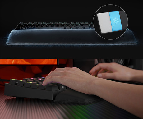 GENESIS RUBID 600 podloga za zapestje, gaming / pisarniška / ergonomska, 440x88mm, Memory Foam spominska pena, Ice Silk Lycra tekstil, Cooling Gel plast, zaščiteni robovi, protizdrsna, črna