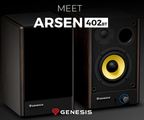 GENESIS ARSEN 402BT računalniški zvočniki, STEREO 2.0, 60W RMS, Bluetooth 5.3, 3.5" woofer + 0.75" tweeter, BassReflex funkcija, gumbi za upravljanje, RCA/Chinch, MDF les, rjavi (Natural Brown)